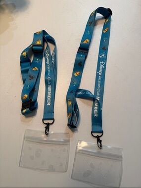 Disney Vacation Club MEMBER Teal Lanyards with ID Holders set of 2